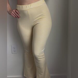 Urban Outfitters Yellow and White Checkered Flare Pants